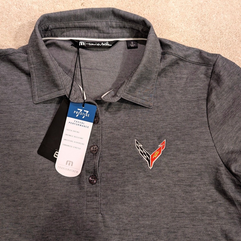 TravisMathew Crenshaw Corvette Polo Shirt Womens Small Grey Performance 1WJ039
